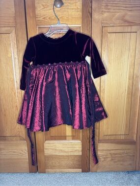 Plum Pudding Ltd. Burgundy Velvet & Satin Infant Dress